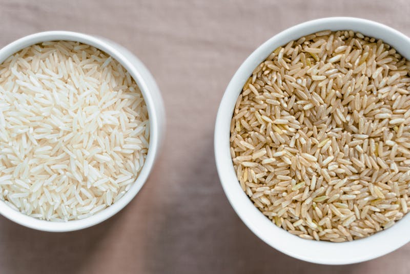 white and brown rice