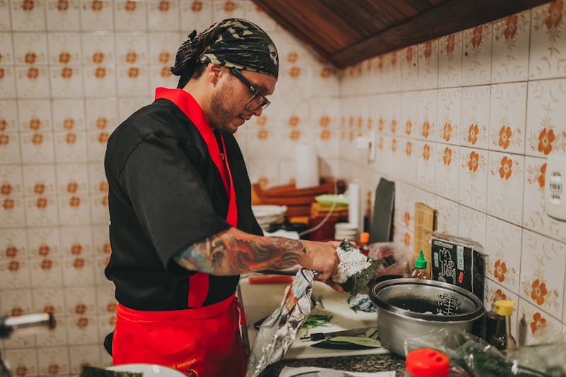 a chef preparing sushi